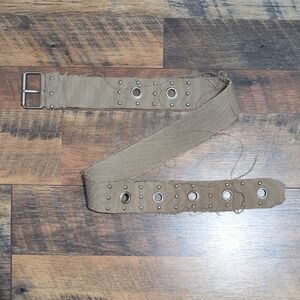 Women's Tan Canvas Belt with Grommet Detail